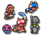 Mario, Luigi, Toad and Toadette (SMB3 SNES/GBA SMM2-Style, Expanded)