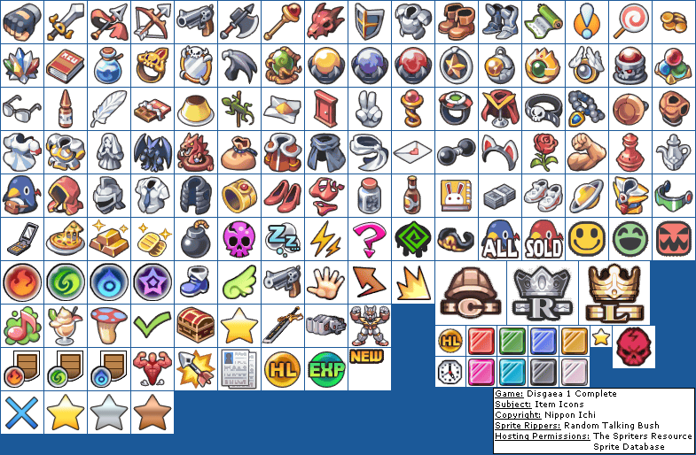 Disgaea 1 Complete - Item Icons