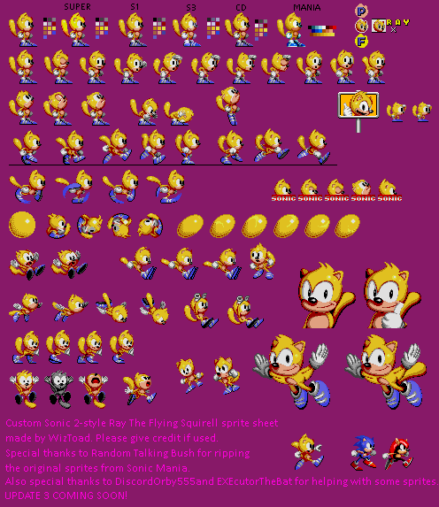 Sonic the Hedgehog Customs - Ray (Sonic 2-Style)