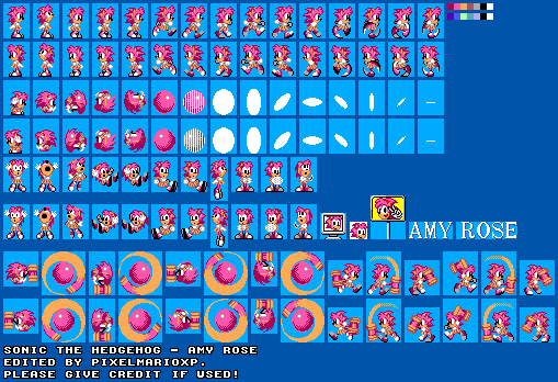 Sonic the Hedgehog Customs - Amy Rose (Classic, Master System-Style)