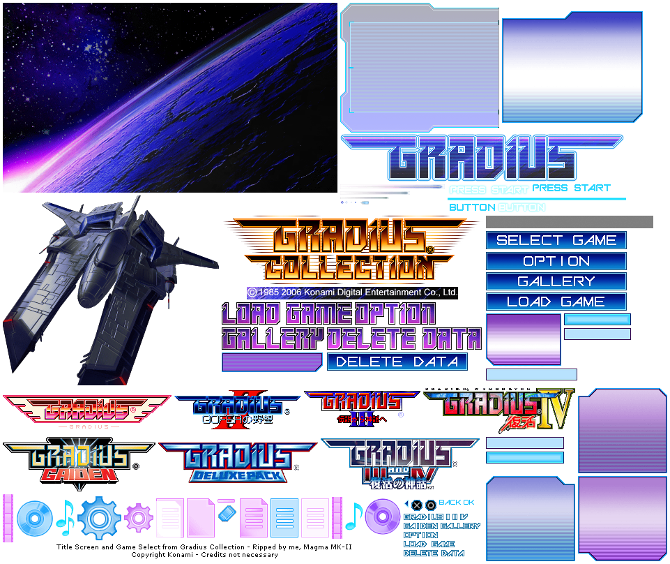 Gradius Collection - Title Screen and Game Select