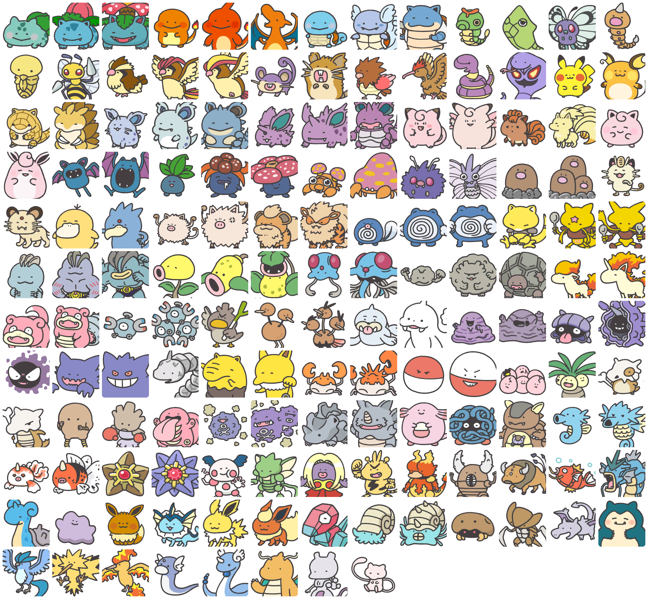 Pokémon Smile - Pokémon Icons (1st Generation)
