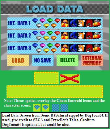 Sonic R - Load Data Screen