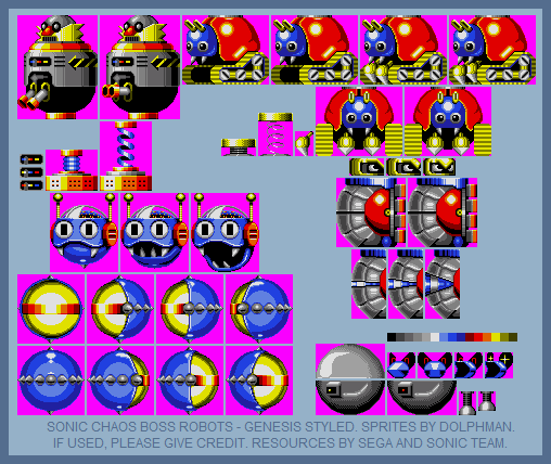 Sonic Chaos Boss Robots (Genesis-Style)