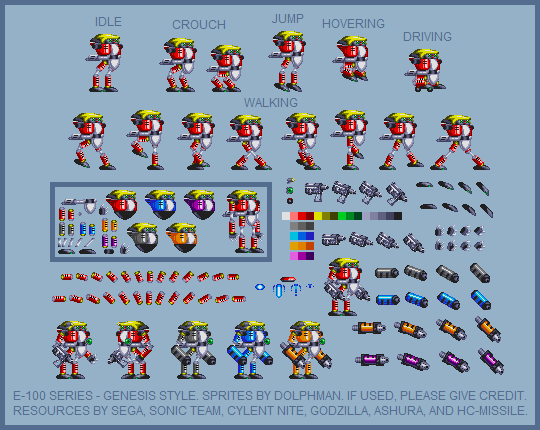 Sonic the Hedgehog Customs - Gamma & E-100 Series (Genesis-Style)