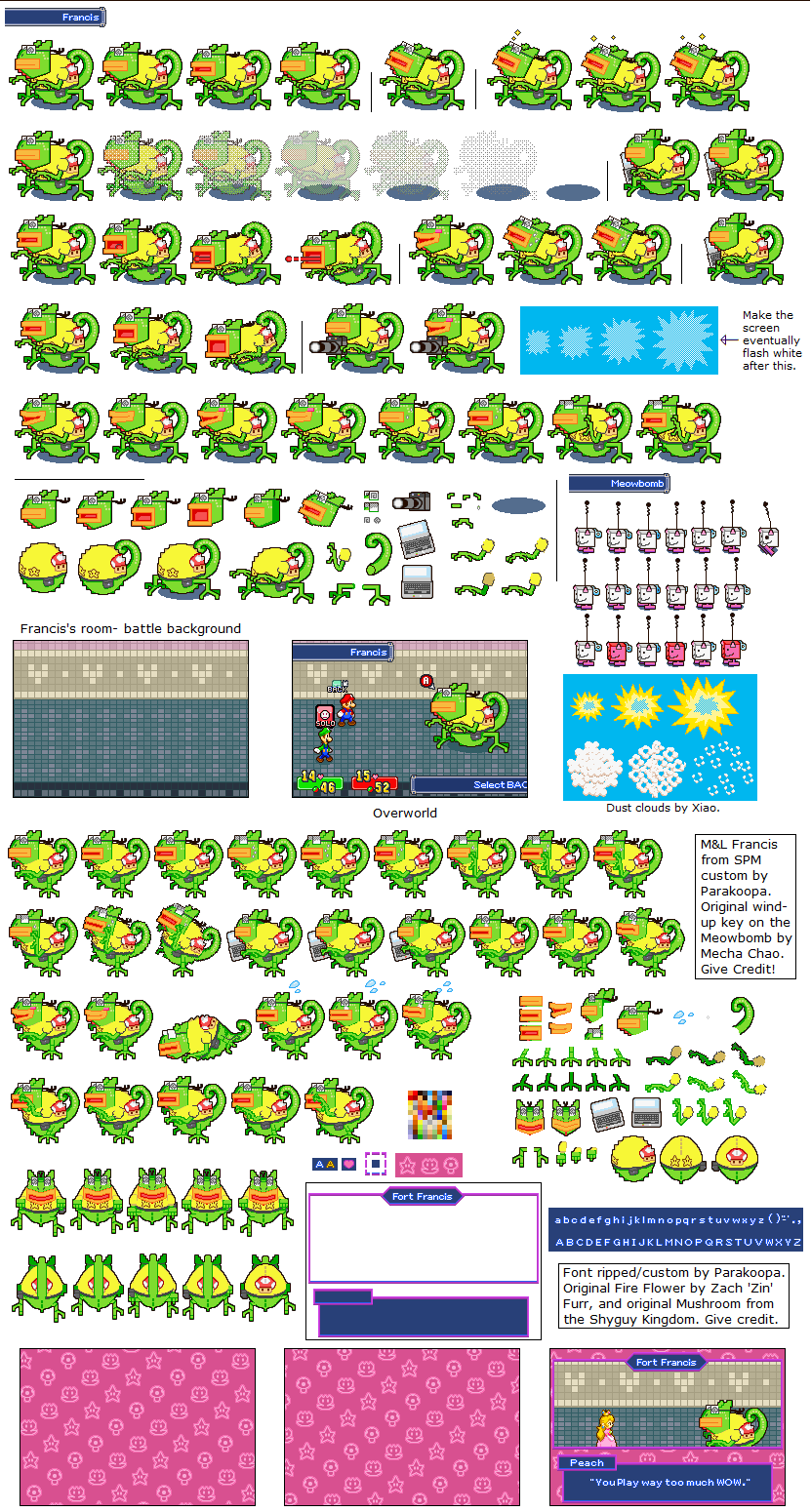 The Spriters Resource Full Sheet View Paper Mario Customs Francis Mario And Luigi Style 7539