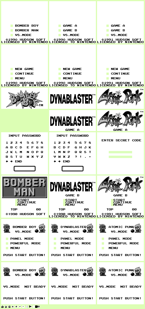 Atomic Punk / Dynablaster / Bomber Boy - Options & Password