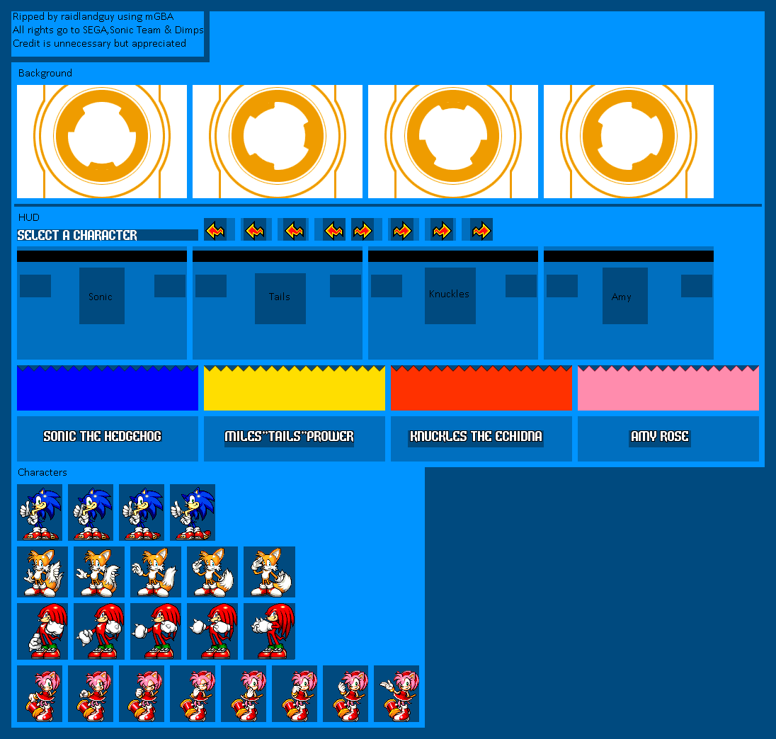 Sonic Advance - Character Select