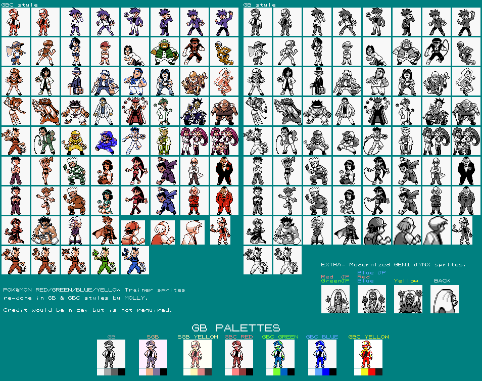 Pokémon Generation 1 Customs - Characters (Battle, GB & GBC-Styles)