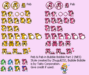 Bubble Bobble Customs - Peb & Pab (Bubble Bobble 2-Style)