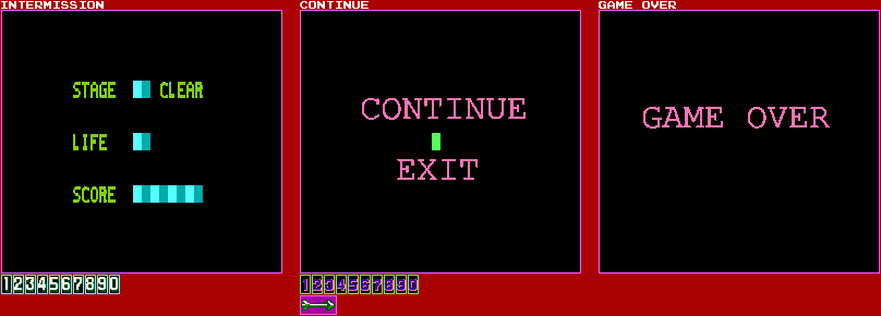 F-22 (Bootleg) - Intermission, Continue, & Game Over Screens