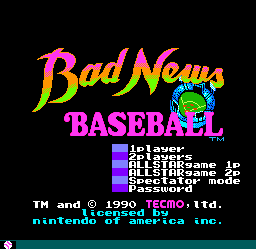 Bad News Baseball - Title Screen