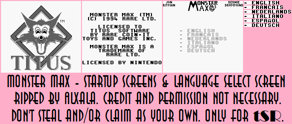 Monster Max - Startup Screens & Language Select Screen