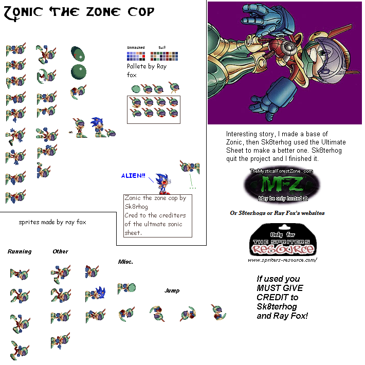 Sonic the Hedgehog Media Customs - Zonic the Zone Cop