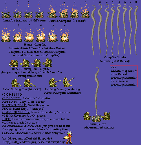 Metal Slug 2 / Metal Slug X - Rebel Soldiers and Campfire