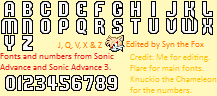 Sonic Advance 3 - Character Select Font
