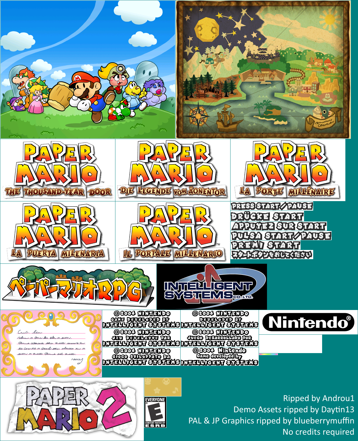 The Spriters Resource Full Sheet View Paper Mario The Thousand Year Door Title Finaldemo 