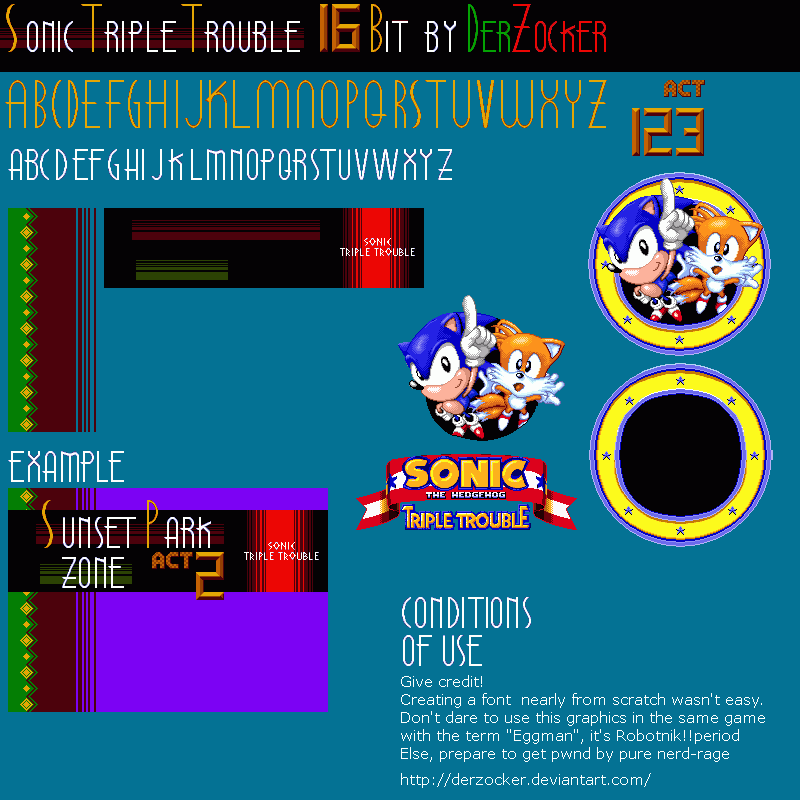 Sonic the Hedgehog Customs - Title & Font (Sonic Triple Trouble, Sonic Genesis-Style)