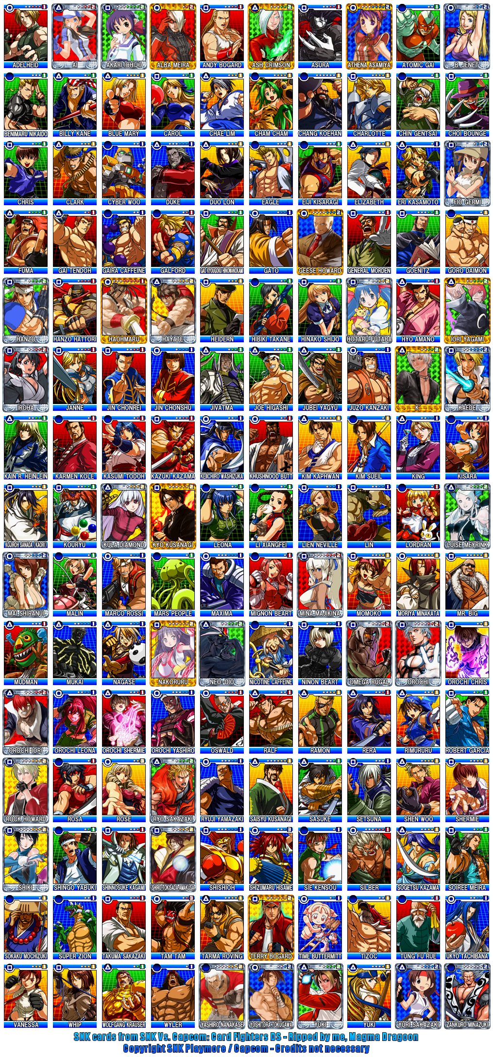 SNK vs. Capcom: Card Fighters DS - SNK Cards