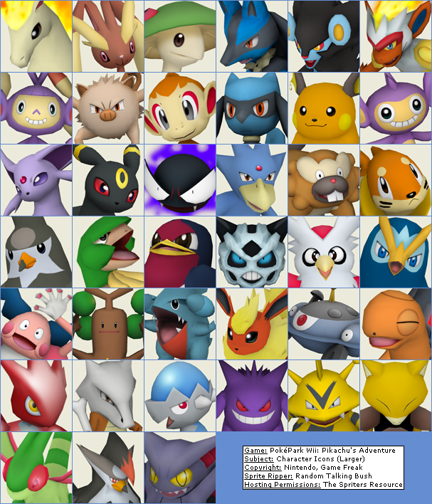 PokéPark Wii: Pikachu's Adventure - Character Icons (Larger)