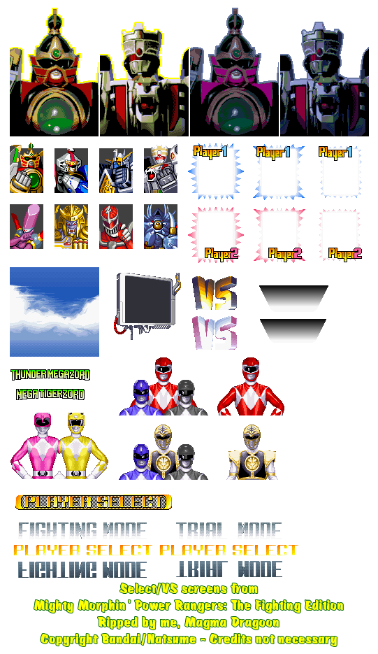 Mighty Morphin Power Rangers: The Fighting Edition - Select / VS. Screens