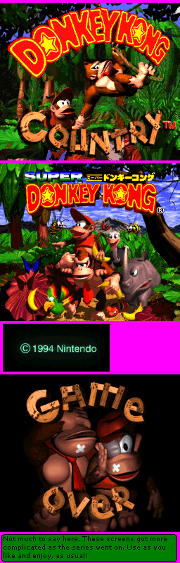 Donkey Kong Country - Title & Game Over Screens