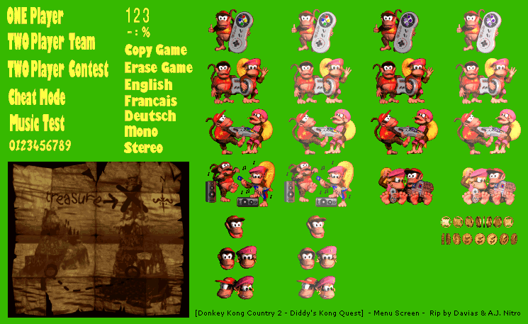 Donkey Kong Country 2: Diddy's Kong Quest - Menu Screen