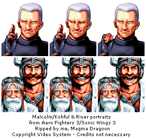 Aero Fighters 3 / Sonic Wings 3 - Malcolm/Kohful & River Portraits
