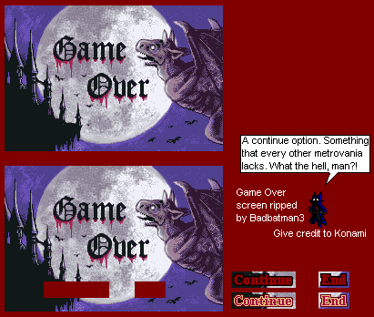 Castlevania: Circle of the Moon - Game Over Screen
