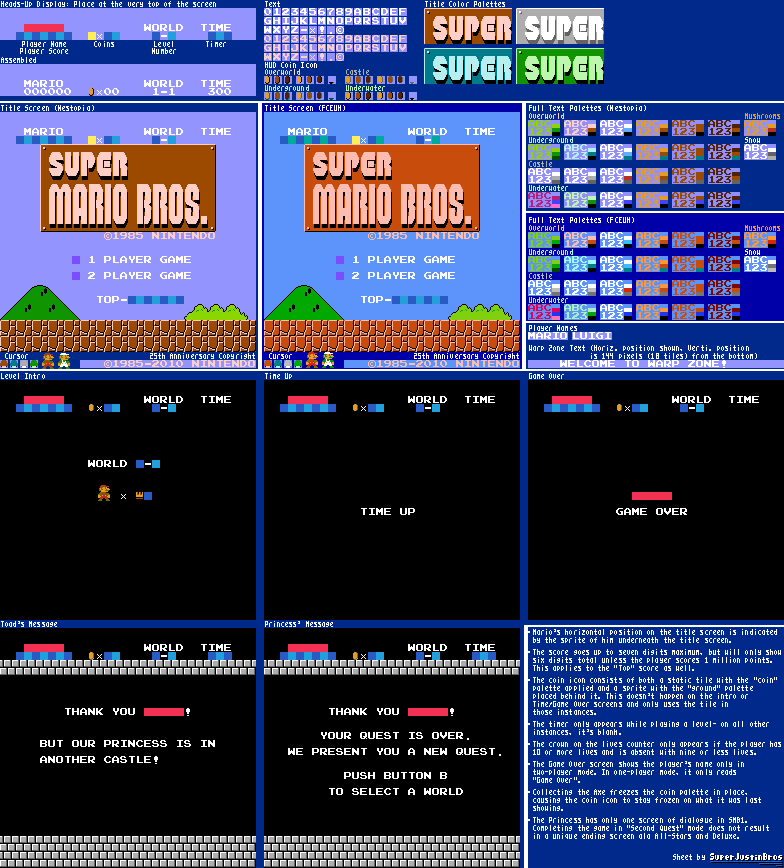Super Mario Bros. - Title Screen, HUD, and Miscellaneous