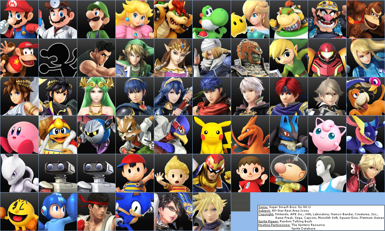 Super Smash Bros. for Wii U - All-Star Rest Area Icons