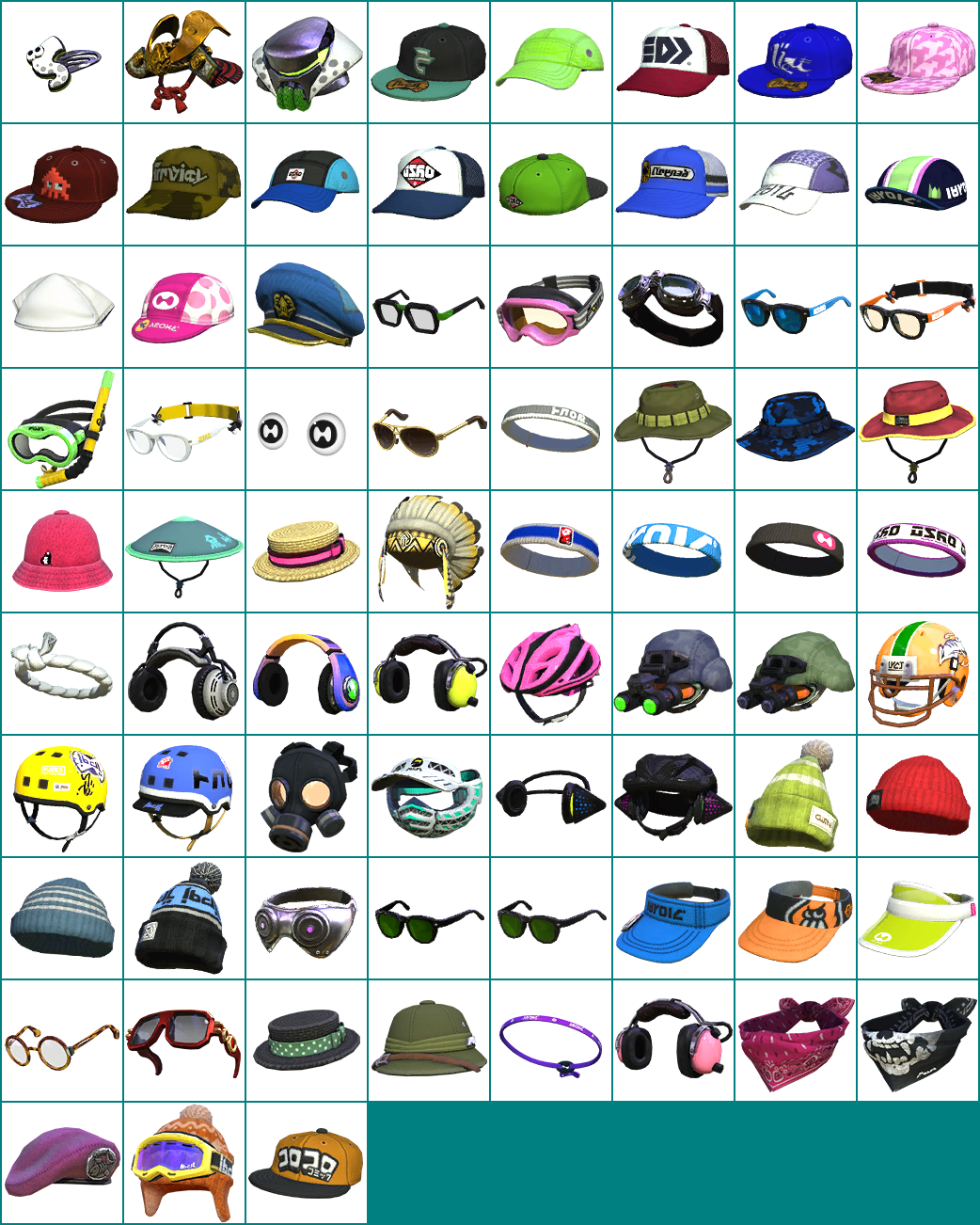 The Spriters Resource - Full Sheet View - Splatoon - Headgear Icons