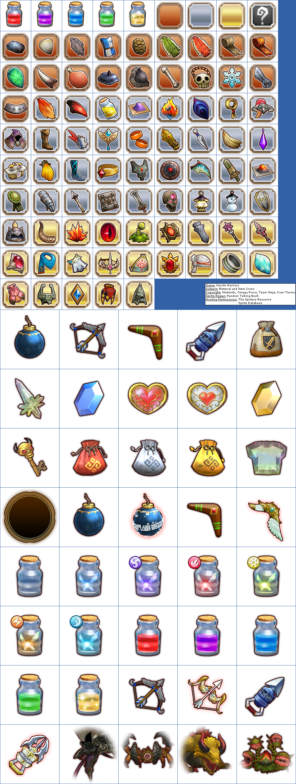 Hyrule Warriors - Material and Item Icons