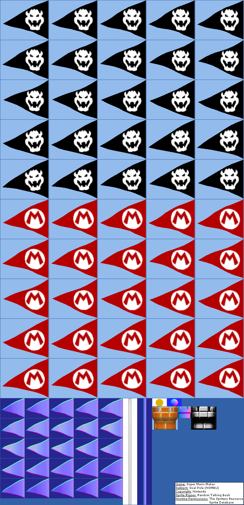 The Spriters Resource Full Sheet View Super Mario Maker Goal Pole Nsmbu 1149