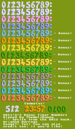 Donkey Kong Country - Bonus Timer Numbers