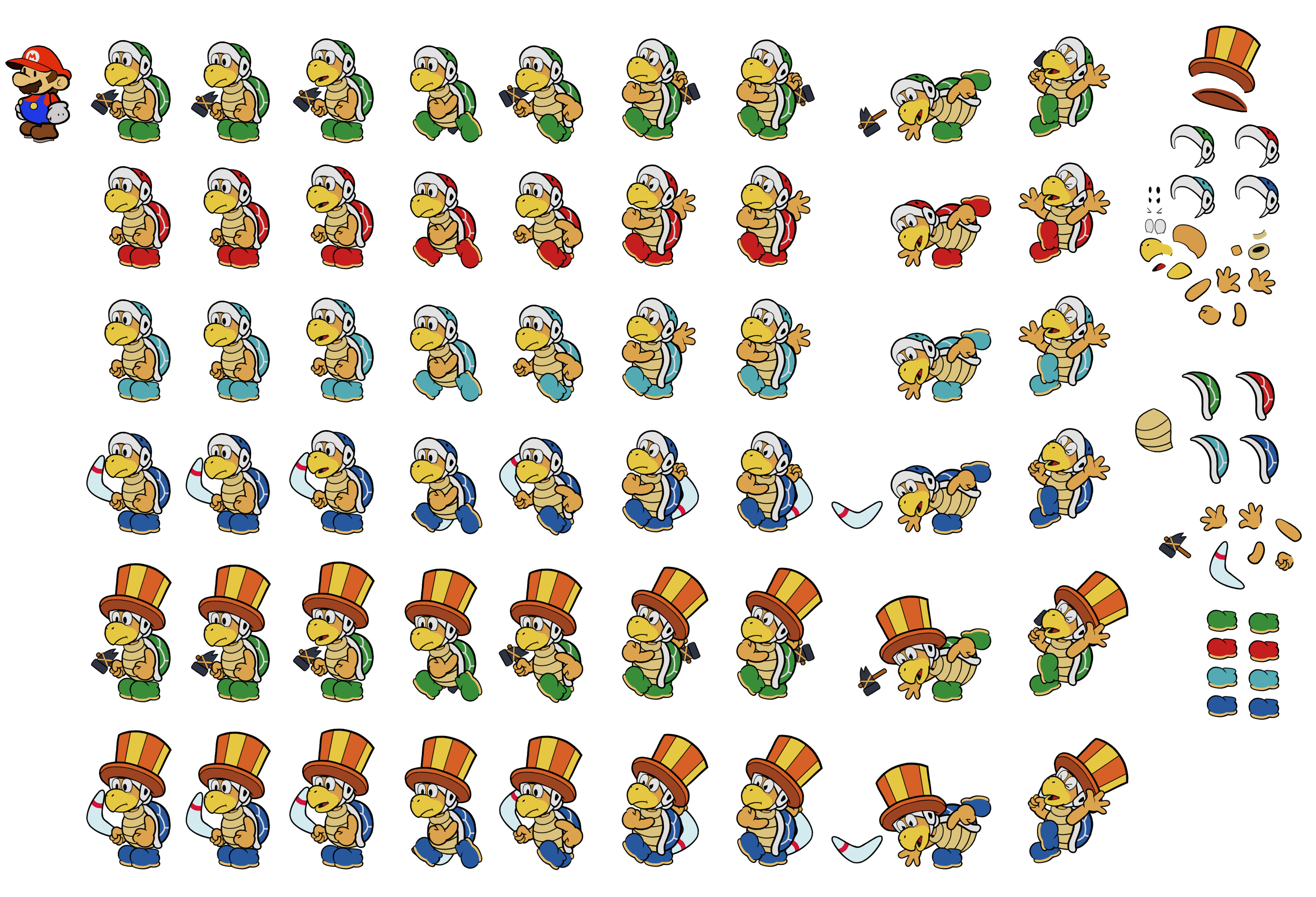 Mario Customs - Hammer Bros. Family (Paper Mario: Color Splash-Style)