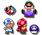 Mario, Luigi, Toad & Toadette (SMW-Style, Expanded)