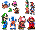 Mario, Luigi, Toad and Toadette (SMB3, SMW, SMAS-Style, Expanded)