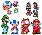 Mario, Luigi, Toad and Toadette (SMB1, SMB3, SMW, SMAS-Style, Expanded)