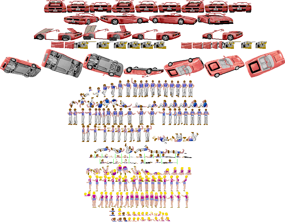 The Spriters Resource - Full Sheet View - Out Run - Vehicle and Drivers