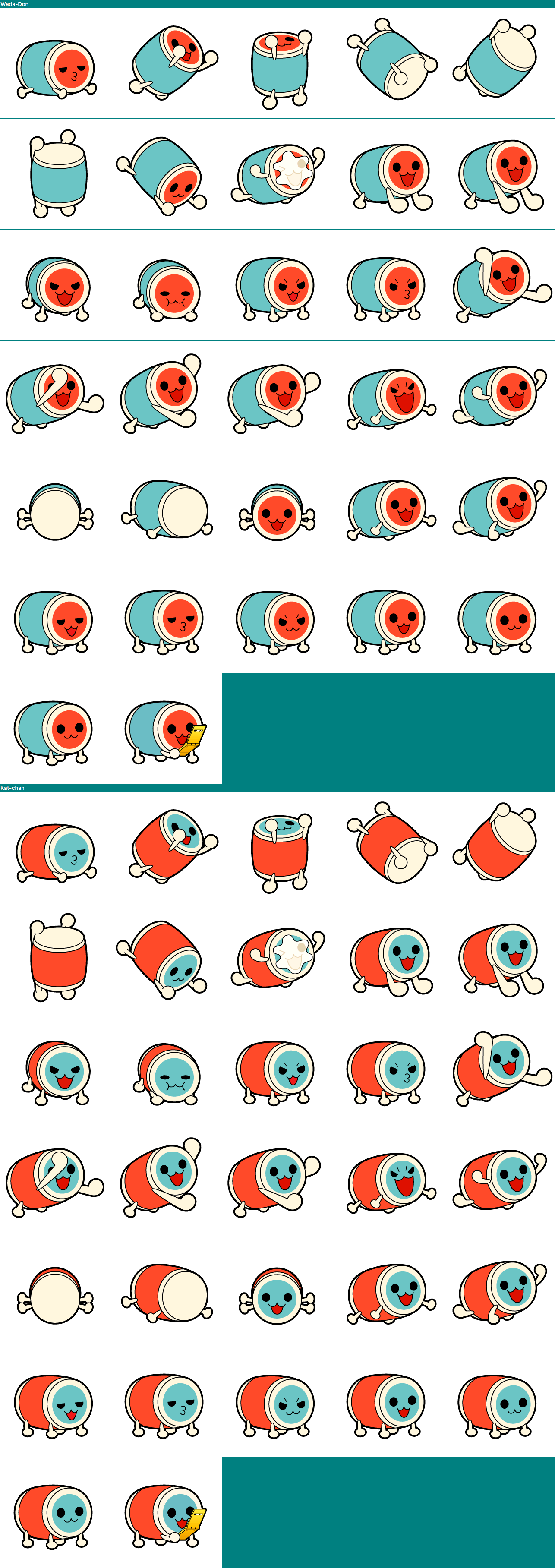 The Spriters Resource - Full Sheet View - Taiko no Tatsujin Wii Dodoon