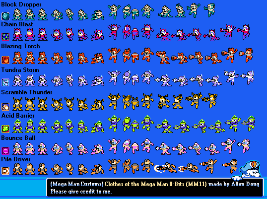 Mega Man Customs - Mega Man 11 Weapons (NES-Style)