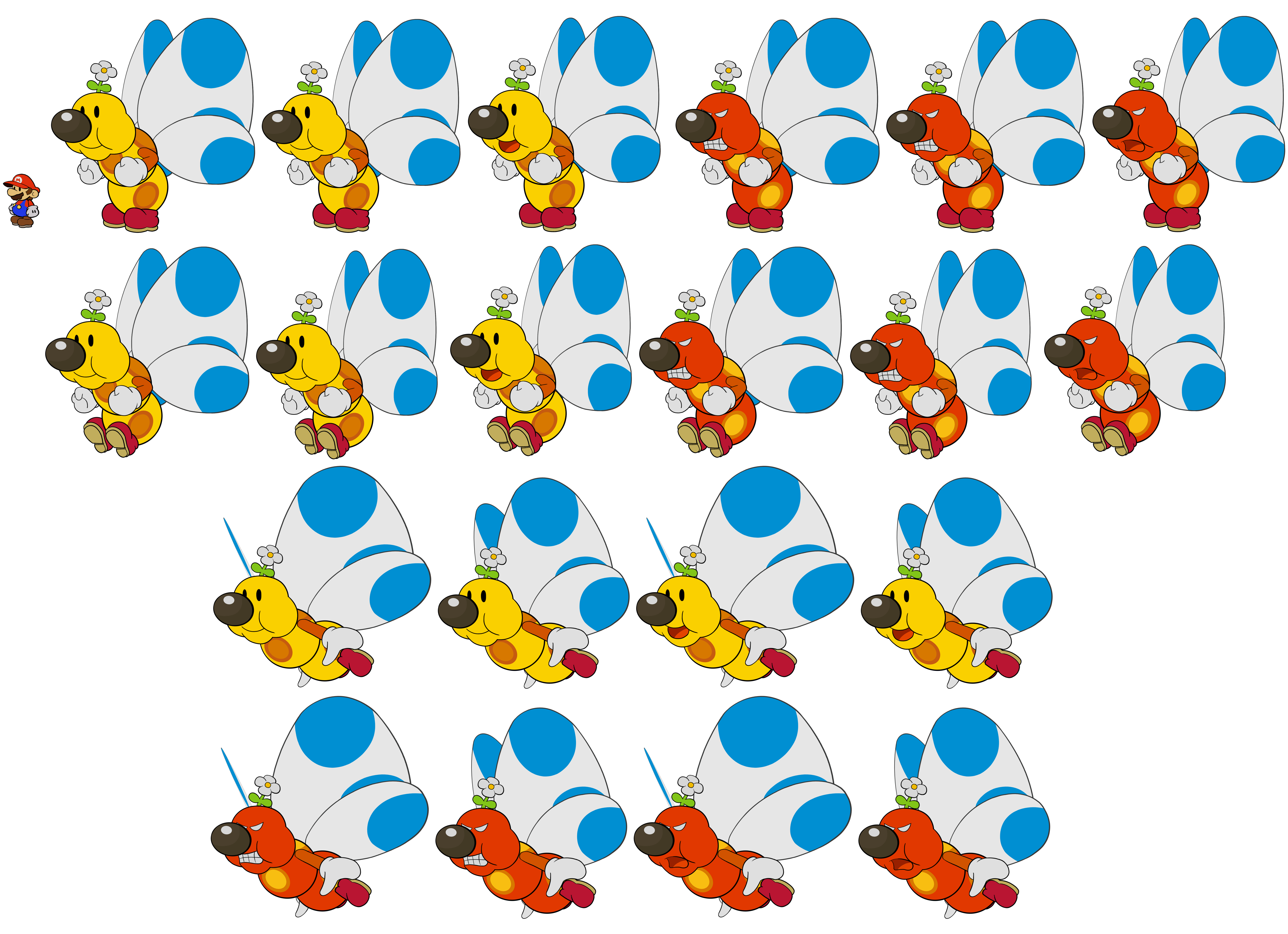 Custom Edited Yoshi Customs Flutter Paper Mario Style Modern The Spriters Resource