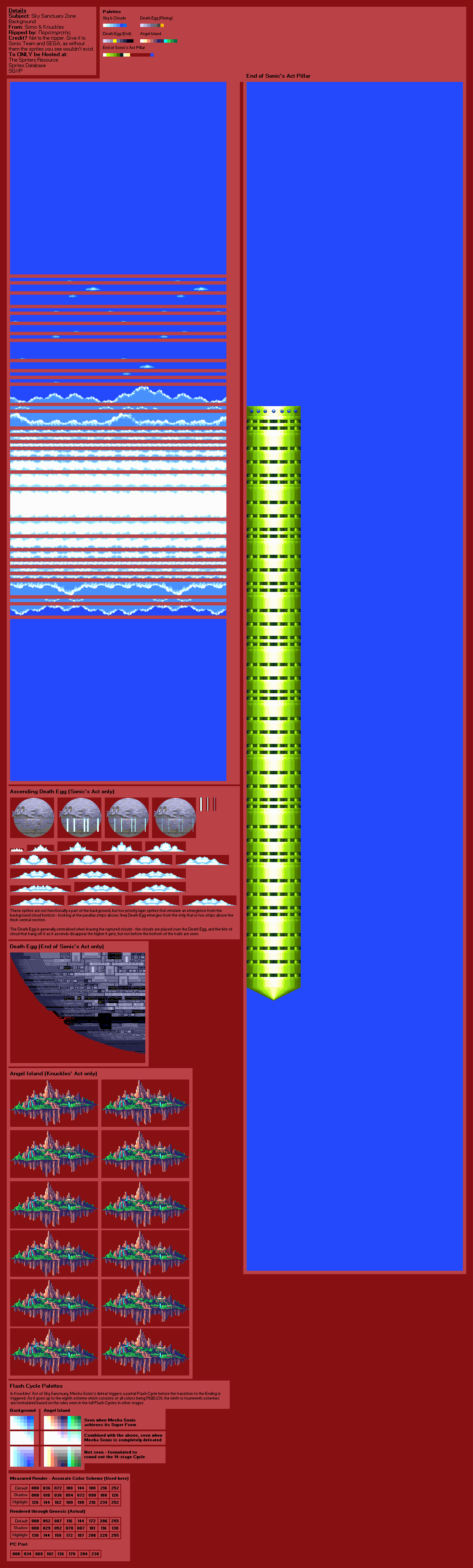 The Spriters Resource Full Sheet View Sonic Knuckles Sky Sanctuary Zone