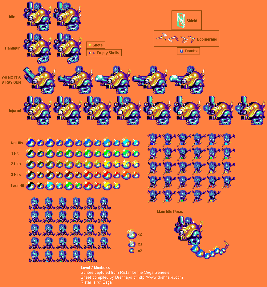 The Spriters Resource - Full Sheet View - Ristar - Inonis & Eyebar 555