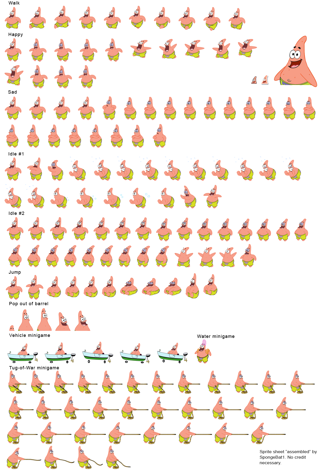 Spongebob Patrick Sprite Sheet