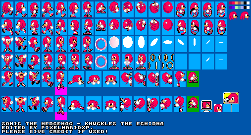 Custom / Edited - Sonic the Hedgehog Customs - Knuckles (Sonic 1-Style) -  The Spriters Resource