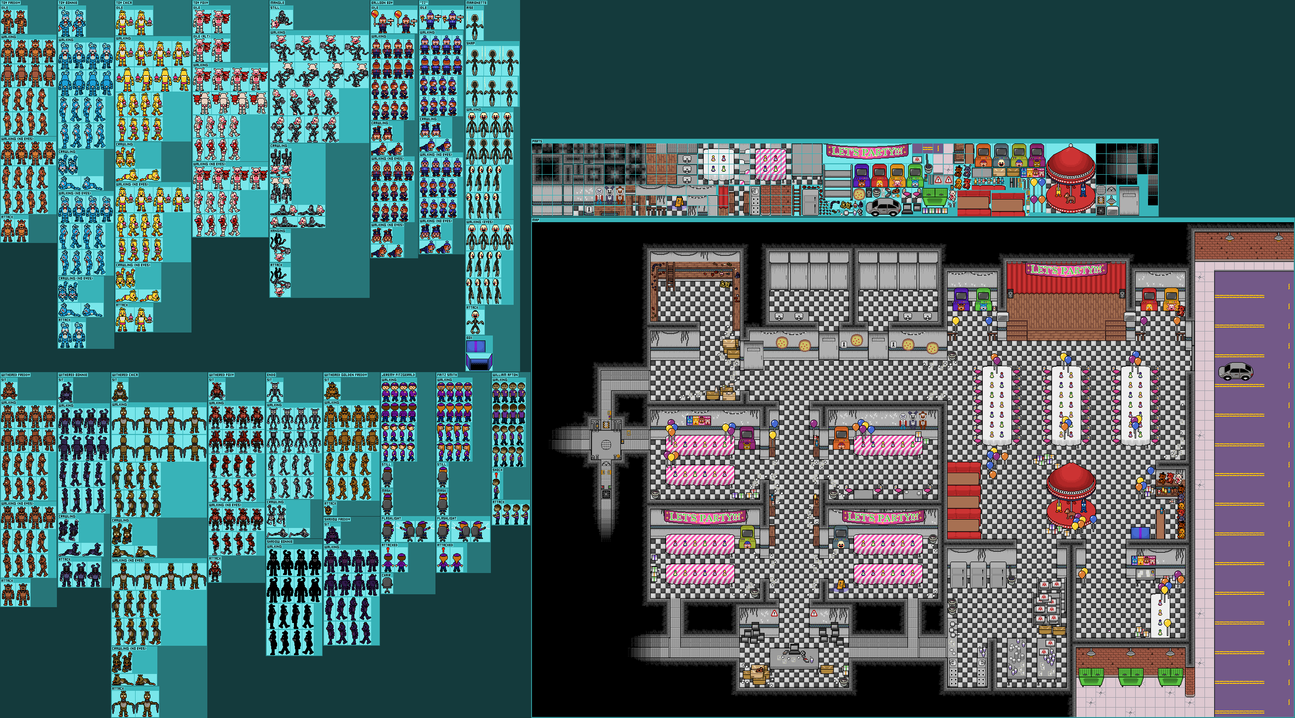 FNaF 2 Map / Characters (Undertale Overworld-Style)