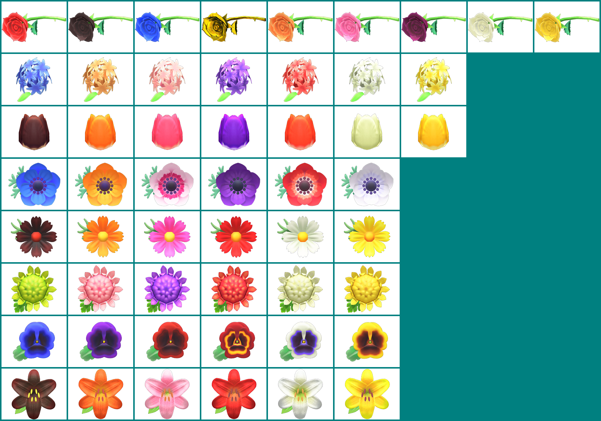 Animal Crossing: New Horizons - Flower Icons