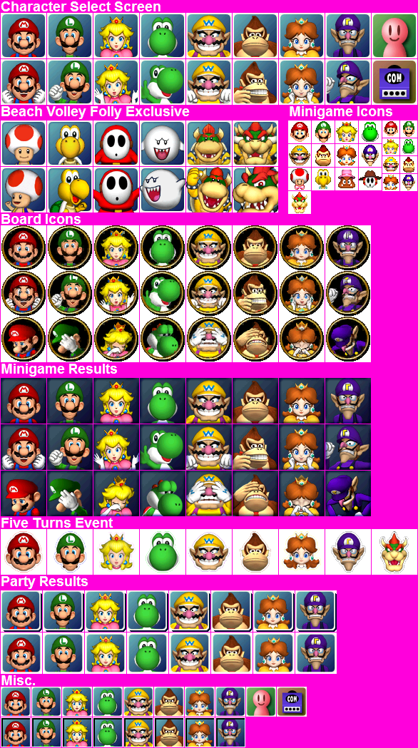 GameCube - Mario Party 4 - Character Portraits - The Spriters Resource